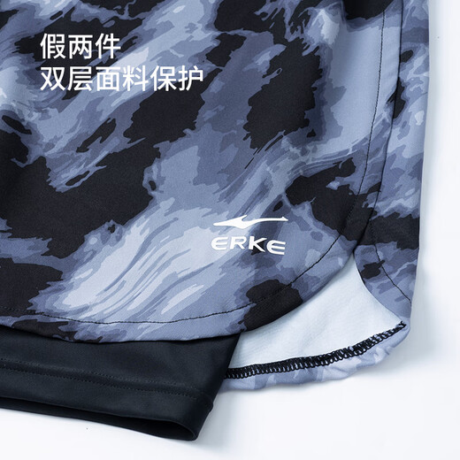 鸿星尔克（ERKE）泳裤男士双层防尴尬及膝五分裤 大码宽松沙滩裤泡温泉速干游泳衣