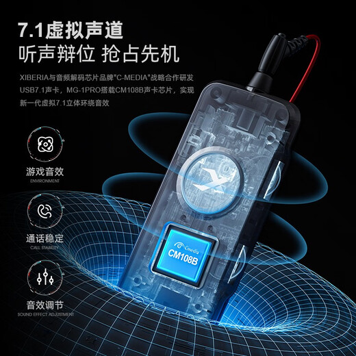 
Siberia (XIBERIA) MG-1/PRO in-ear gaming headset wired E-sports computer mobile headset 7.1 sound effect high-definition call detachable microphone Chicken-eating meeting live broadcast MG-1 black and red [7.1 sound effect top-end] sound card version