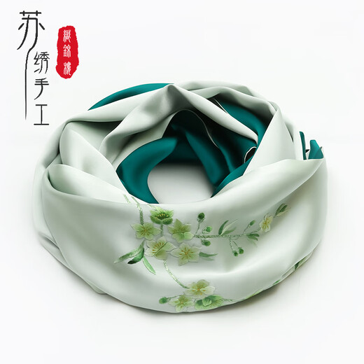 织锦楼真丝丝巾女桑蚕丝苏州手工刺绣围巾送礼苏绣丝绸外搭小披肩礼盒装