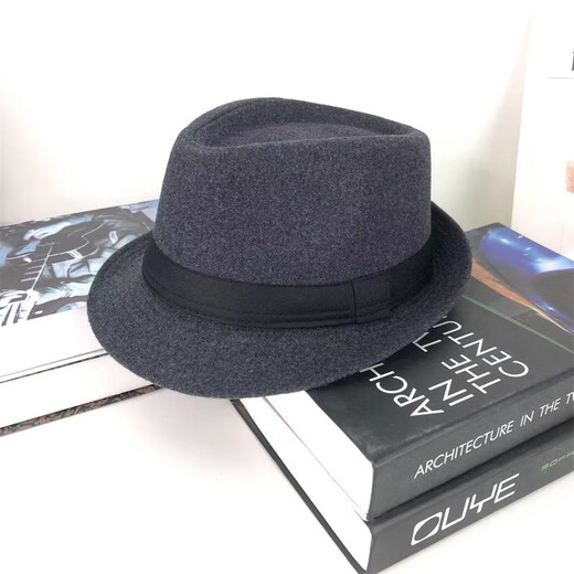 Lee dprre top hat men's spring, autumn and winter middle-aged and elderly outdoor warm top hat casual British retro jazz hat woolen small brim hat black one size fits 57-58cm head circumference