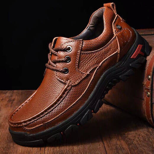 Région occidentale Camel (Vancamel) Couche supérieure Chaussures pour hommes en cuir authentique en cuir plus en velours chaussures de randonnée décontractée