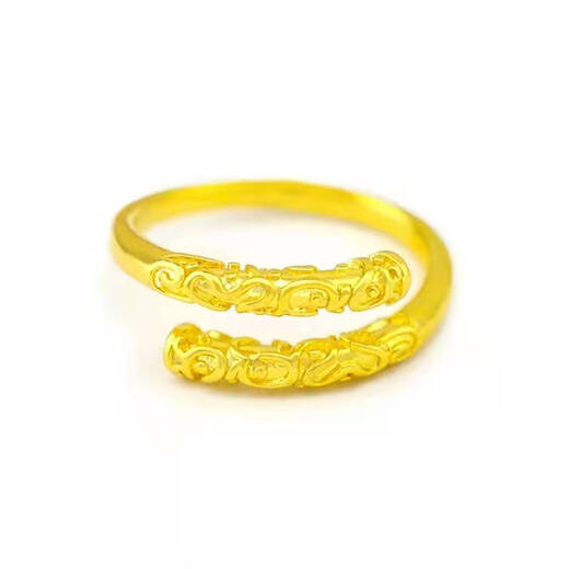 Fat Donglai's same style gold hoop ring 18K Hong Kong duty-free couple, a pair of tight hoops for men and women, faded 24K gold gold hoop + tight hoops