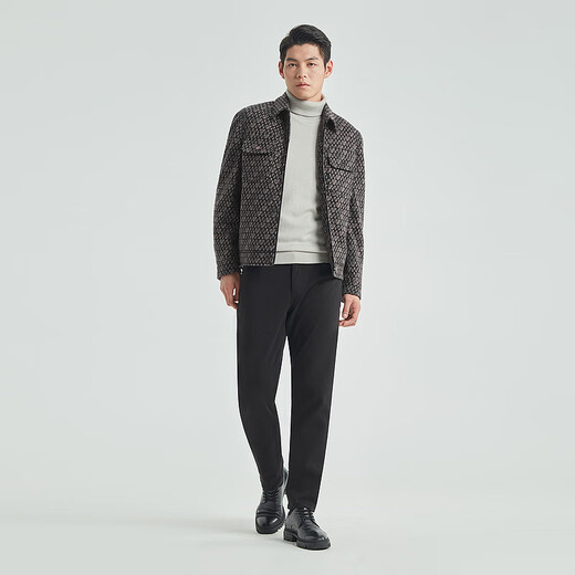 Lilang down woolen coat men's short winter men's woolen jacket gray and black 175/92A