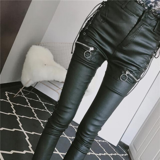 Duoxian Internet Promi Frauenhose Herbst und Winter Koreanischer Gurt Reißverschluss und Samtleder-Lederhosen hoher Taille Bleistift Fußhose und Samtlederhosen Zipper 9928 Modell S 80-95jin [Jin Equals 0,5 kg] Kartencode wird empfohlen, um einen Big-Shot zu machen, um einen Big-Shot zu machen