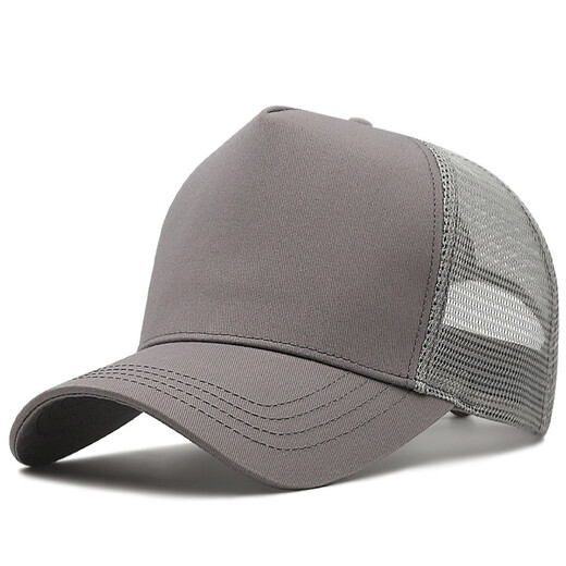 BuyYii Big head circumference high top hat men's summer breathable baseball cap large brim sunshade hard top duck tongue mesh cap YSM-96 black XL (60cm or above)