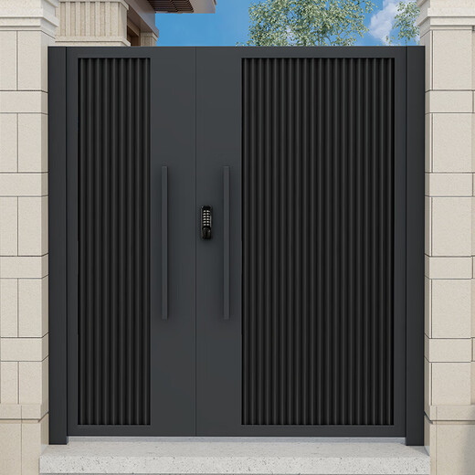 金赋顺铝合金庭院门铁艺双开门农村户外不锈钢花园院子门自建房电动大门 款式1 双开门
