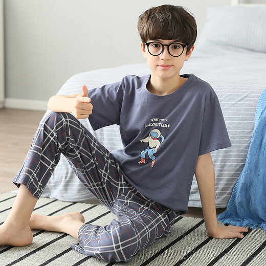 Mannido Children's Pyjamas Boys Spring and Automne Coton Coton Pantalage à manches courtes Vêtements à domicile Ensemble de garçons Big Child Childre