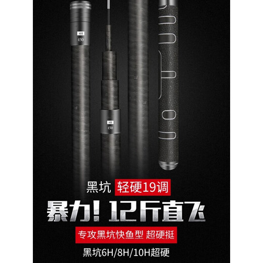 Varilla de pesca de pozo negro Super duro 19 Coda de mano ajustable Flying Black Stick Black Object Barn 6H8H10H Coda de pesca Rofi, Cuerpo de carpa plateada 6196m