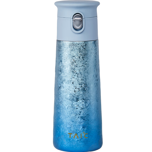 TAIC pure titanium thermos cup, one-click flip-up lid, lightweight cold-keeping accompanying water cup, compact, portable gift giving Galaxy Blue 420ml