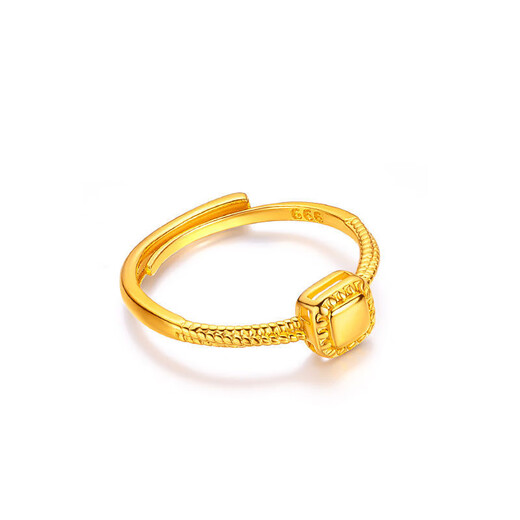 Fat Donglai's same style small sugar cube ring, new gold-plated silver ring, women's fashionable plain gold tail ring as a gift for girlfriend, small sugar cube ring (set with diamonds)