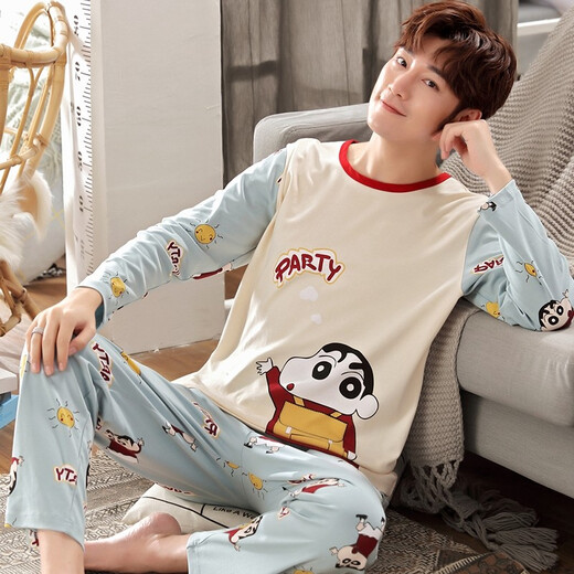 Slim Pyjamas für Männer im Frühjahr und Herbst Teenager Langarmdünner Cartoon Cartoons Junior High School-Schüler Nettes Männer verlieren Big 9934 m kleine Größe 155-160 Gewicht 80-90jin [Jin entspricht 0,5 kg]