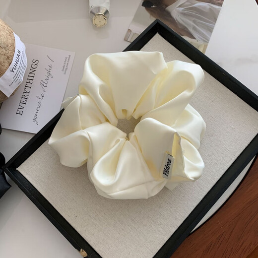 阿巴克简约超大号缎面猪大肠发圈高级感耐用扎头肥肠圈韩版超仙发饰发绳 3892-1-粉色超大缎面发圈