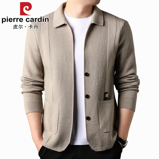 Pierre Cardin Pull en tricot haut de gamme Cardigan Men d'automne et d'hiver NOUVEAU CARDIGAN TOP PALLAGE D'AGAND MEN-AGE Men de revers Men 2301 STYLE-CAMEL M 165 Taille [Poids recommandé 100-120 Jin [Jin est égal à 0,5 kg]]]