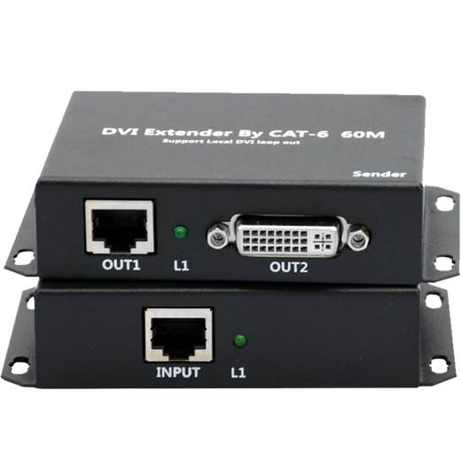 Zhiyong DVI Extender 60 Meter einzelnes Netzwerkkabel zu RJ45 Netzwerksender 1080p HD unterstützt Computer-Videorecorder Video verlustfreie Übertragung durch Signalübertragungspaar DVI Netzwerksenderpaar