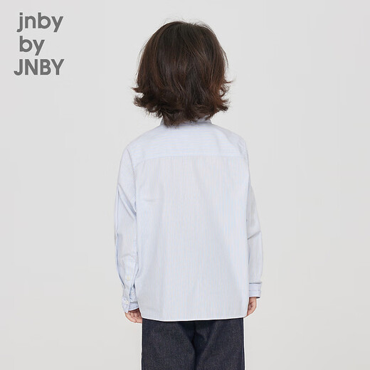 
jnby by JNBY Jiangnan cloth children's clothing autumn long sleeve cotton shirt cute concert pattern boys and girls children 1N7212640 983 blue black strips/grid 130 cm