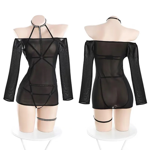 
Mei Nail role-playing sexy pajamas and underwear for men's special seduction sex thong three-point breast-exposed sm couples stimulate outdoor date Default size 1