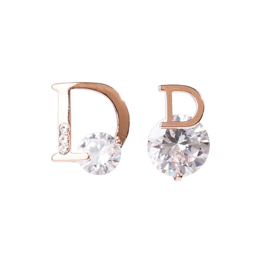 Flash engraved letter earrings for women, compact new design, trendy Korean temperament earrings, Internet celebrity simple earrings, birthday gift, white gold