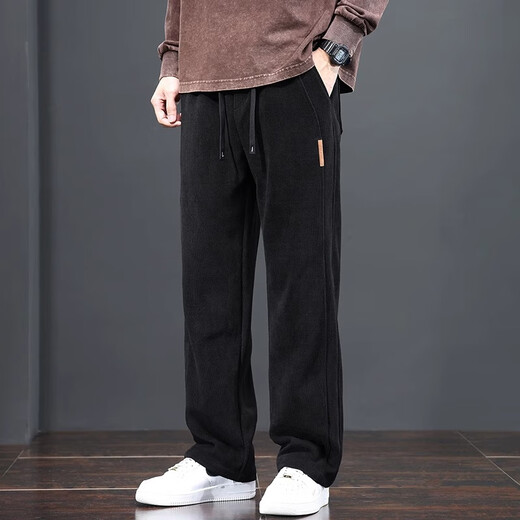 Woodpecker pants men's casual pants spring, autumn and winter new corduroy loose sportswear men's pants plus velvet wide-leg straight pants 509 blue gray plus velvet L /*110-125Jin Jin equals 0.5 kg