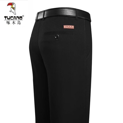 
Woodpecker (TUCANO) men's pure cotton casual pants spring and autumn thin trousers middle-aged high waist deep crotch straight pants loose daddy suit pants 9855 navy 29 [waist circumference 2 feet 2]