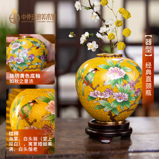 中外珐琅美术馆多子多福玉堂富贵 花瓶景泰蓝礼品生日礼物客厅书房办公室摆件