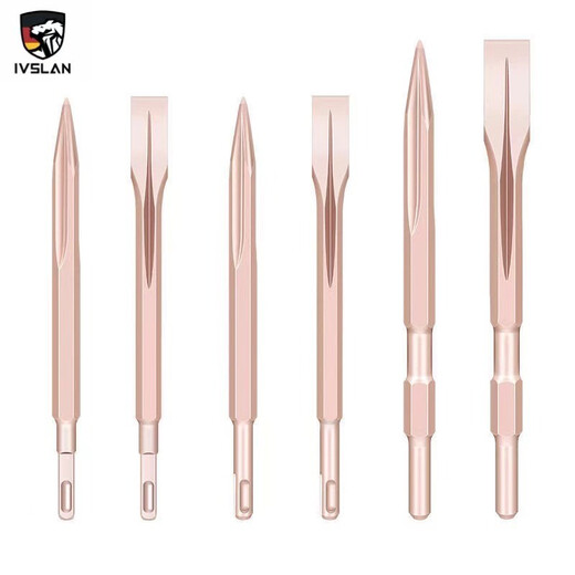 German imported electric pick chisel head electric pick pick tip chisel flat chisel drill bit 65 pick head electric hammer electric pick head self-sharpening hexagonal large electric hammer pick slotting shovel electric hammer drill bit electric pick special pick hexagonal handle rose gold 17X280 sharp chisel
