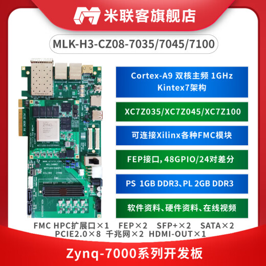 米联客MLK-H3 XILINX FPGA开发板Zynq 7035/7045/7100 FMC HP 套餐C(H3-7100裸板+基础配件包)