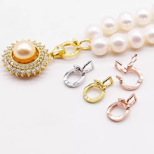 Fat Donglai's same style 18k gold universal buckle plated 18K gold full diamond rope double safety switch diy versatile necklace double white gold (double open No. 1)