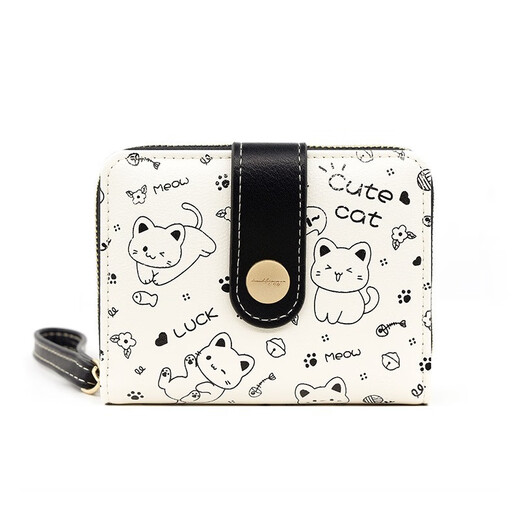 Tuzun (Kingtrip) 2025 Neue japanische niedliche Kätzchen Girls Wallet Short Student Card Bag Reißverschluss Coin Wallet Ladies Pink
