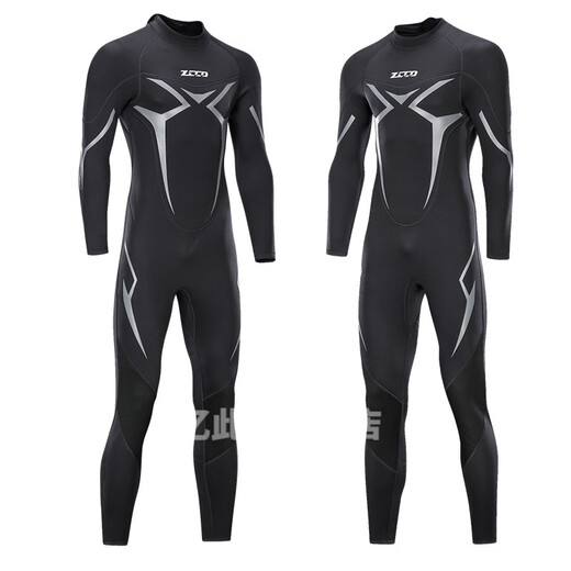 Zailu null wetsuit one-piece men's 3mm warm elastic wear-resistant wet suit cold-proof wetsuit winter swimming swimsuit black XS