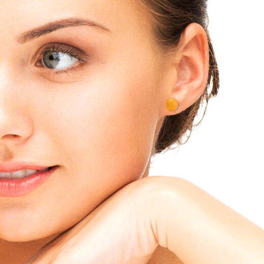 Her Generation Amber Beeswax 18K Gold Stud Earrings Fashionable Simple Jewelry for Your Girlfriend 6MM Style (863896)