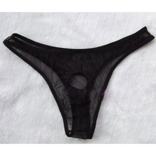 Men's see-through insertable Lulu PP underwear for couples, thong T-pants for couples, one-size-fits-all, black PP revealing style