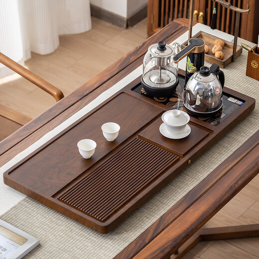 Chenshi tea tray solid wood home Bakelite style office tea set complete set fully automatic Kung Fu tea table kettle integrated Huanghuali color Pinyi 80*43 open style without electrical appliances
