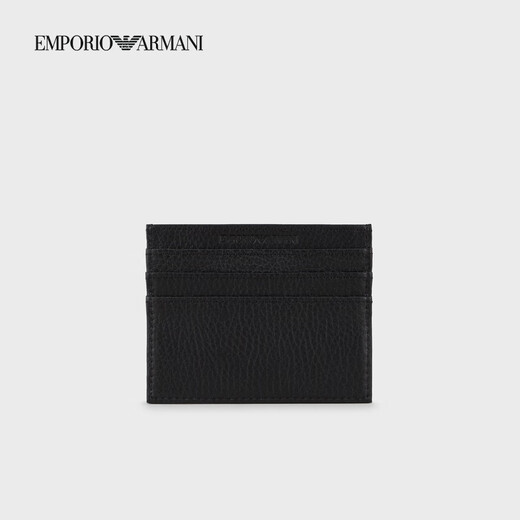 EMPORIO ARMANI/Armani official flagship gift men's cow leather pebbled multi-card slot card holder ID storage bag 80001-black