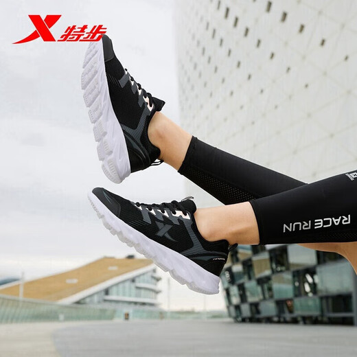 Xtep sports shoes running shoes winter mesh breathable lightweight running shoes women's shoes casual shoes black