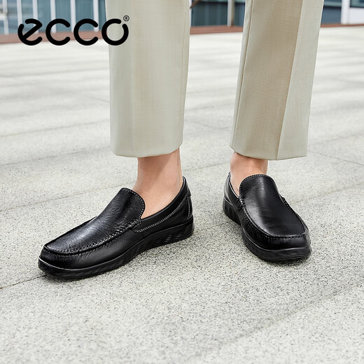 爱步（ECCO）豆豆鞋男 乐福鞋一脚蹬皮鞋牛皮男鞋 S轻巧莫克540514 黑色54051401001 42