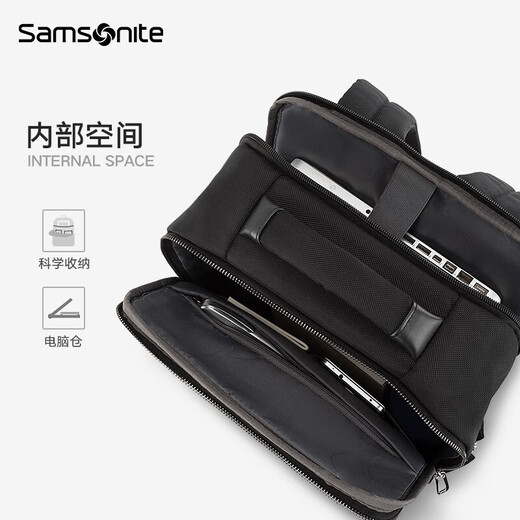 Samsonite Computer Backpack Backpack Men's School Bag Business Fashion Three-dimensional Large Capacity Gift for Boyfriend and Husband\TT0 Black | 15.6-inch Computer | Net Weight 0.85kg
