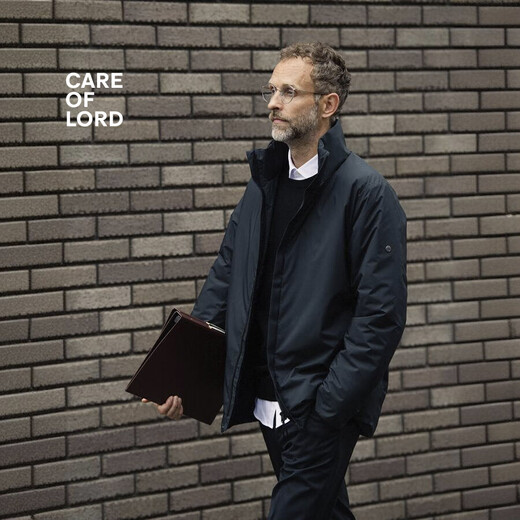 CARE OF LORD Gold Label Primaloft Men's Autumn and Winter Weatherproof Commuting Jacket Stand Collar Cotton Jacket 8572 Qiyu Black L