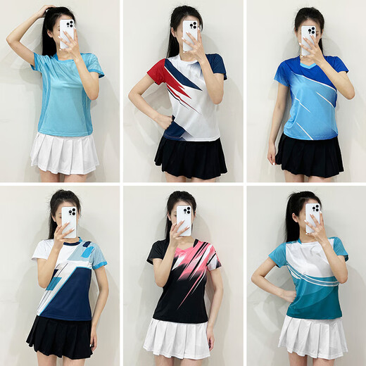 DUBLS新款羽毛球服男女短袖速干衣运动套装透气比赛训练服队服定制印号 G701B女白色+303黑裙裤 XL