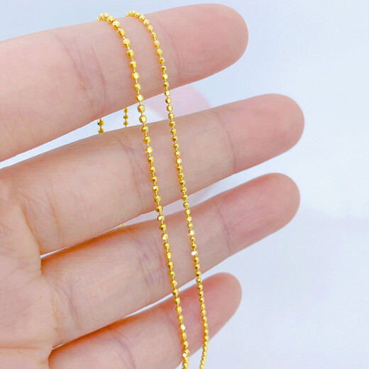 Heye Jewelry Bright Blind Section 18K Gold Necklace Women's Au750 Bead Chain K Gold Clavicle Chain Sweater Chain 18K Bead Chain 18K Gold Medium Thick 45cm Approximately 2.67 Grams