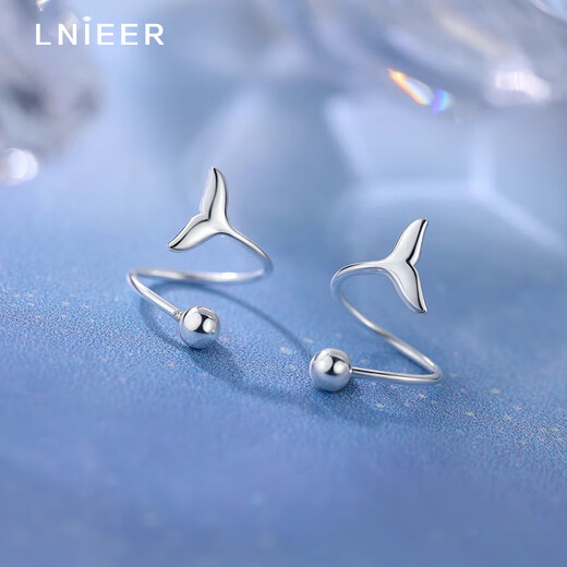 Lnieer999 pure silver fish tail earrings for women with pierced ears 2025 new screw-buckle earrings light luxury high-end earrings 999 pure silver fishtail spiral earrings (pair)