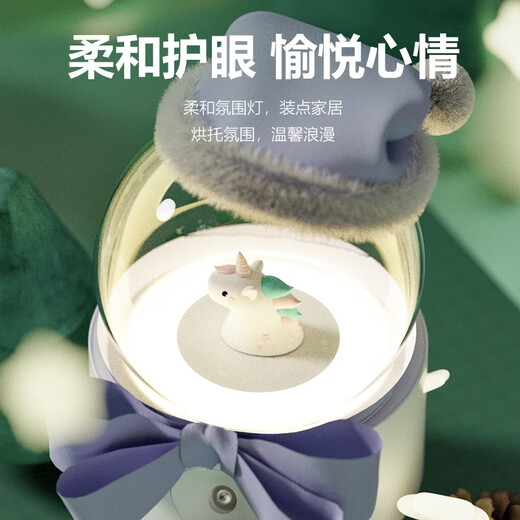 CLCEY is suitable for rotating crystal ball humidifier mini cute cartoon hydration instrument with night light music desktop office white snowman basic model