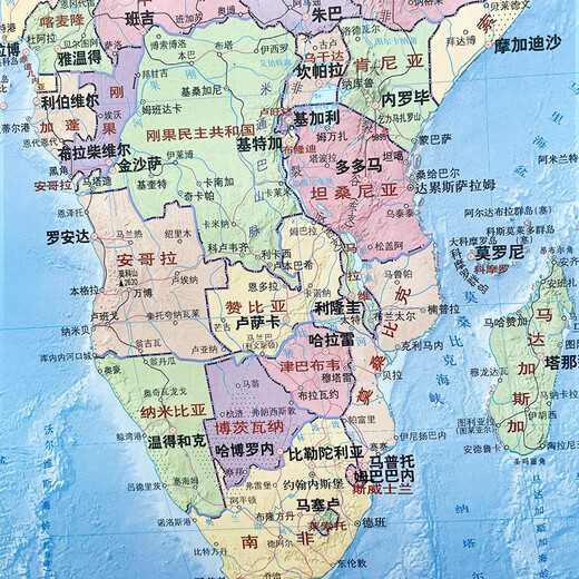 世界地图挂图 政区+地形版1.4*1米 办公家装 地理学习规划 教学参考