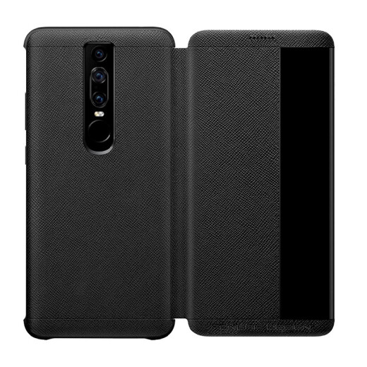 McGolden Huawei MateRS Porsche mobile phone case genuine leather case maters smart flip window protective cover NE0-AL00 high-end leather case mateRS Porsche genuine leather cross pattern black