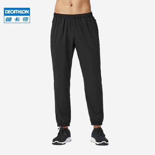 迪卡侬（DECATHLON）运动裤春秋男速干裤训练休闲束脚裤子宽松健身跑步长裤FICM 款A-黑色 XL