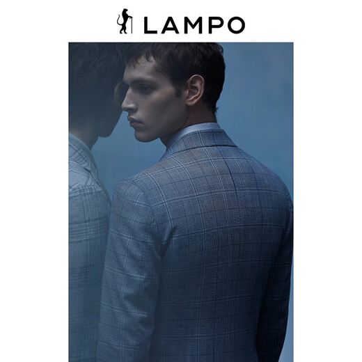 Blue Leopard (LAMPO) Special Offer Basic Wardrobe Spring Men's Suit Men's Suit Suit Top Suit (Light Gray Base Blue Check) 50 (175/100A) C