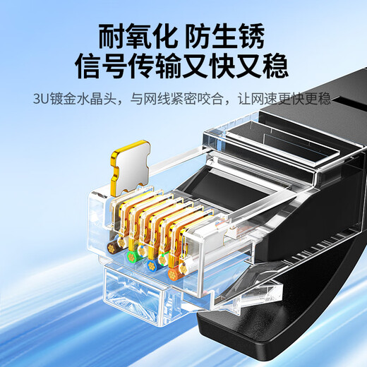 Green Alliance Category 6 Network Cable CAT6 Category Gigabit Eight-core Twisted Pair Jumper 8-core Computer Broadband Home Engineering Decoration Computer Broadband Monitoring Network Cable Category 6 Round Cable Home Decoration Project 2 Meters