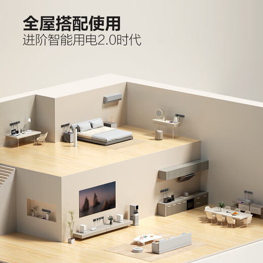 BULL surface-mounted screen display track socket slot-free removable wall-mounted high-power switch socket panel APP control + overload protection 50 cm + 3 five-hole GB3Z