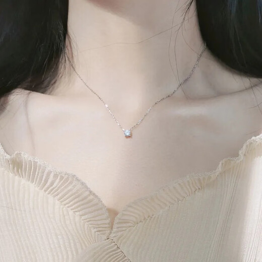 MZMZ platinum necklace for women pt950 platinum sparkling diamond clavicle chain fashionable temperament Valentine's Day birthday gift for girlfriend noble model-5MM sparkling moissanite