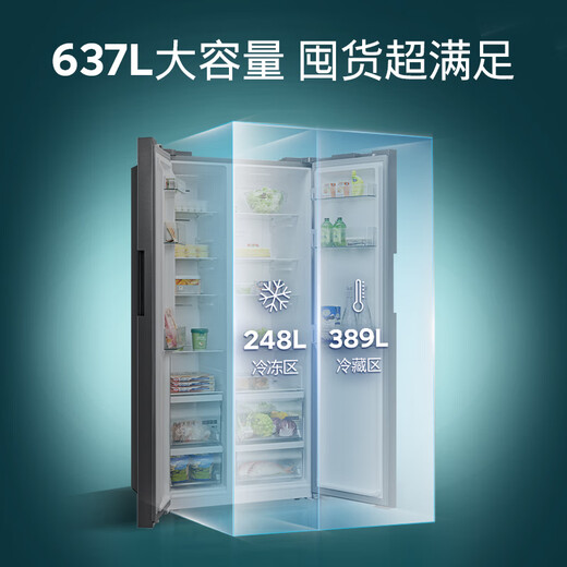 SIEMENS 637L double-door inverter refrigerator double-door large capacity precise control of constant freshness air-cooled frost-free natural fresh storage room independent dual circulation supports national subsidies KT99V1250C