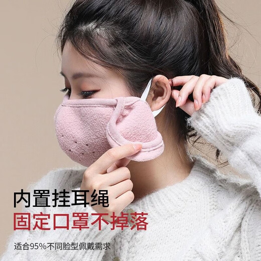 泰瑞格保暖面罩口罩男女秋冬防风防寒面罩耳罩一体全脸防晒护耳透气口罩 护耳口置二合一 黑色